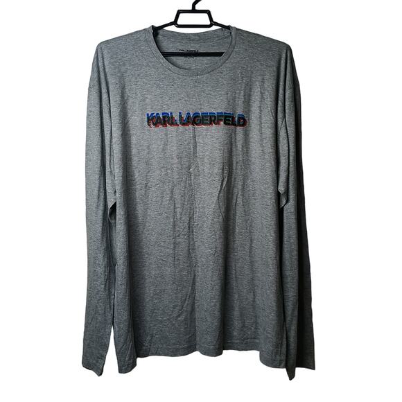 Karl Lagerfeld Paris Lettering Multidimensional Long Sleeves Tee T shirt XXLarge - Picture 3 of 9